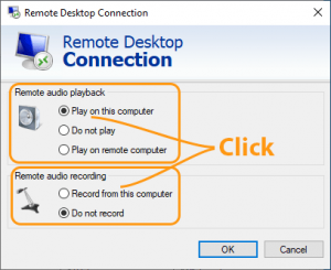 rdp local resurces remote audio settings 1