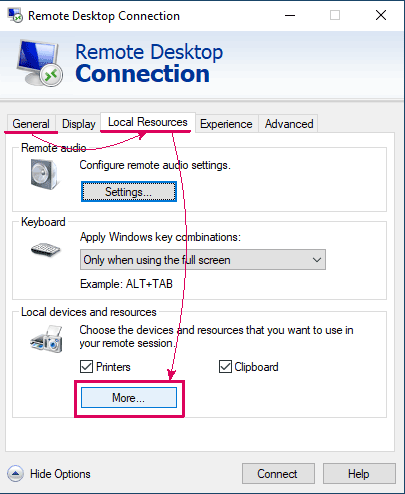 rdp local more button